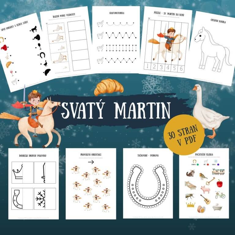 Svatý Martin - soubor aktivit - - v PDF k vytisknutí – výukový materiál a pracovní listy, puzzle pro děti z e-shopu