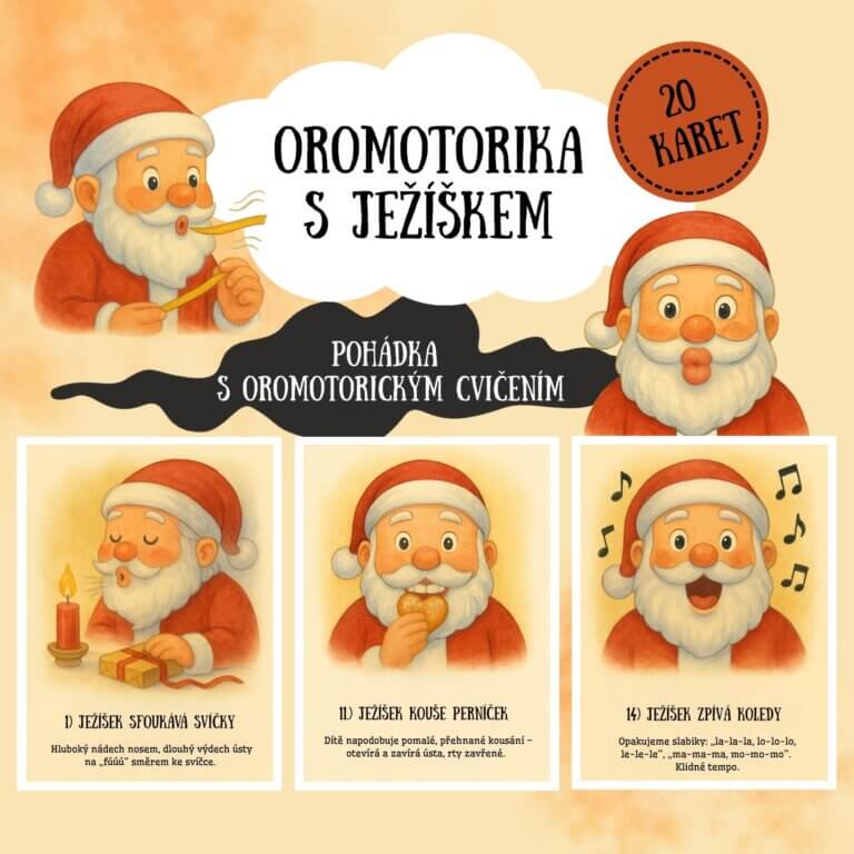 Oromotorika s Ježíškem - v PDF k vytisknutí – zimní výukový materiál a logopedické chvilky (dechové, artikulační a fonační cvičení) pro děti z e-shopu