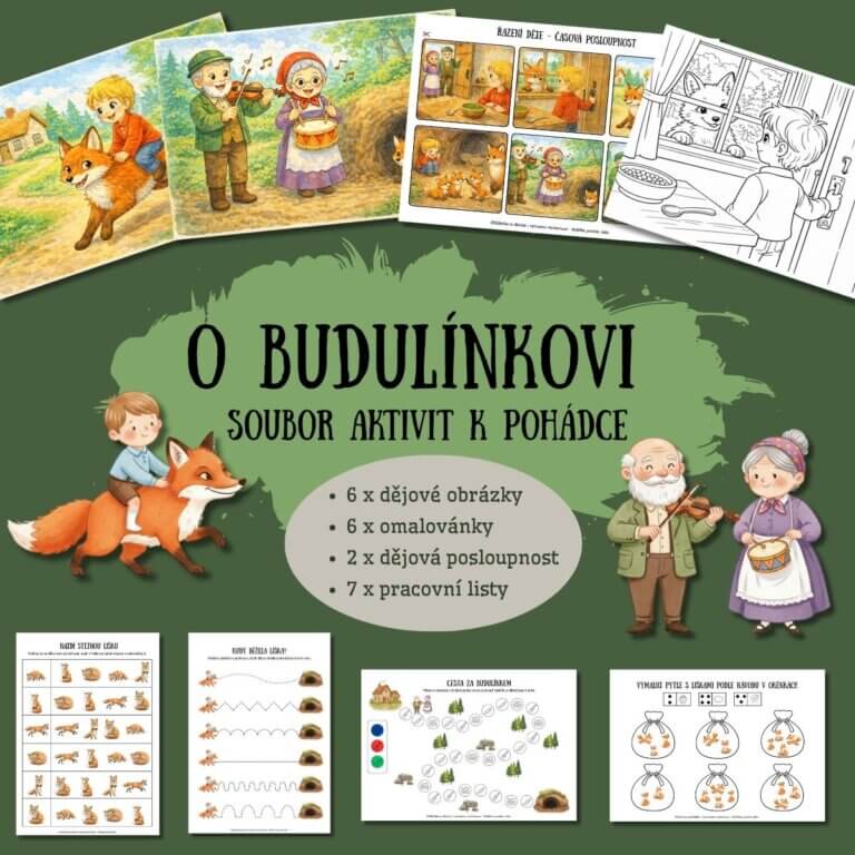 O Budulínkovi - soubor aktivit k pohádce - - v PDF k vytisknutí – výukový materiál a demonstrační karty, pracovní listy a omalovánky na téma pohádky pro děti z e-shopu