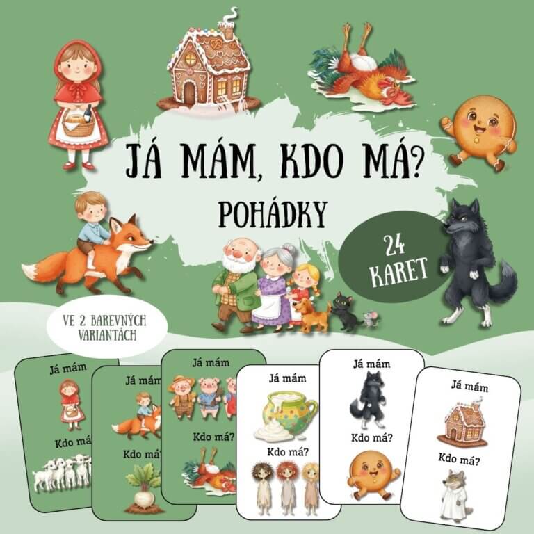 Pohádky - Já mám, kdo má - - v PDF k vytisknutí – výukový materiál a demonstrační karty na téma pohádky pro děti z e-shopu