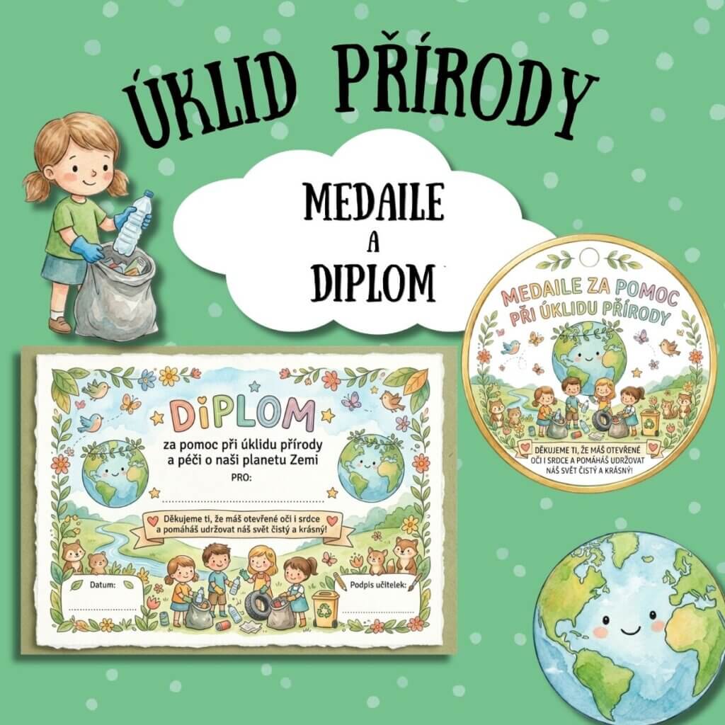 Úklid přírody - medaile a diplom
