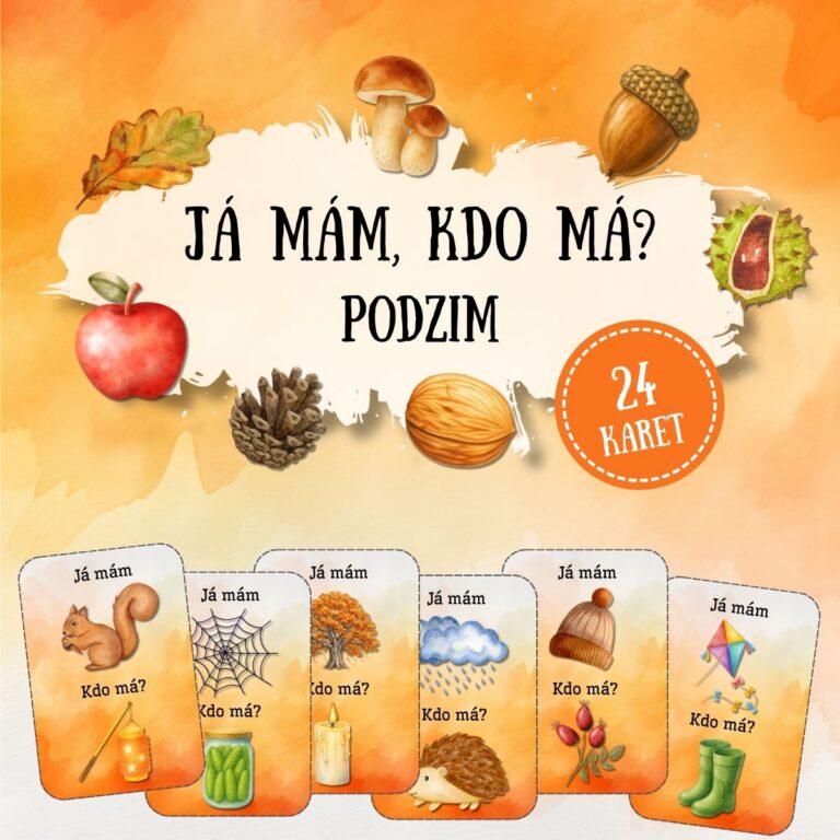 Podzim - Já mám, kdo má - PDF materiál k vytisknutí pro MŠ. Výukový materiál, didaktická hra